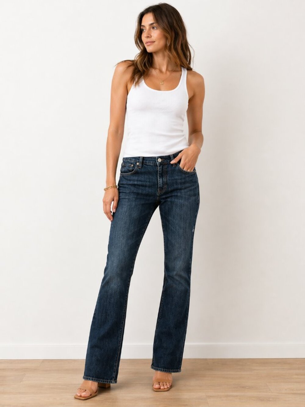 Calvin Klein Distressed Bootcut Jeans Size 31 Dark Wash Mid Rise Denim